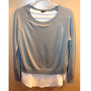 Hannah Shimmering Knit Layered Look Sweater Size Med